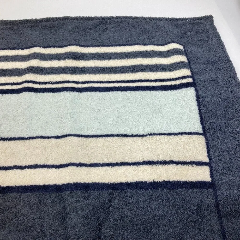 CHANEL border bath towel Beach towel towel cotton Ivory x Blue Based